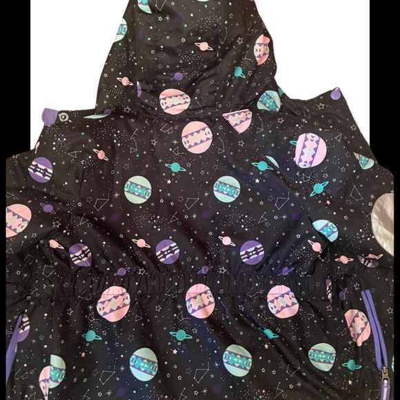 EUC Outer Space Hooded Fleece Lined Water Proof Puffer Snow Jacket Girl’s 4T - Picture 12 of 15